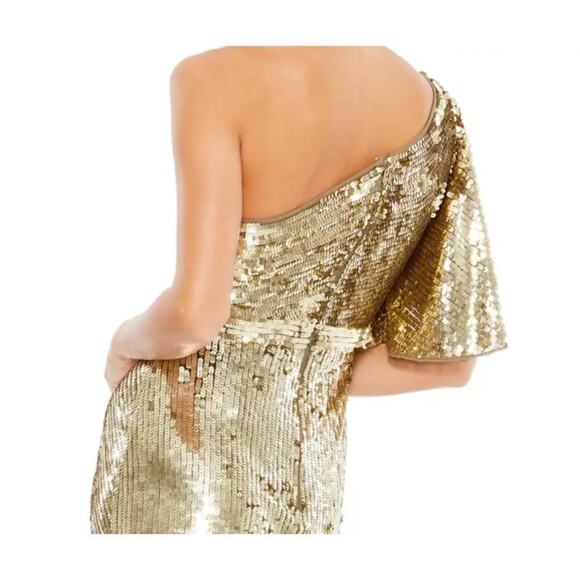 Mac Duggal Gold Embellished One Shoulder Cap Sleeve Trumpet Gown Size 6 NWT - Picture 3 of 12